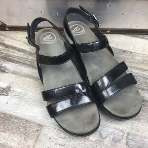 Dansko Black Leather Sandal Women Size 41/11